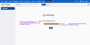 Vtiger MailBadge Settings